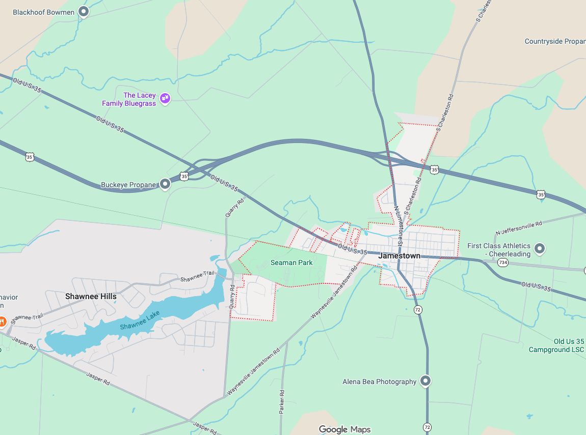 Precision Garage Door Service® of Jamestown map